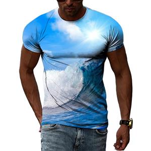 Chengyu Zomer Zee Landschap Vakantie Mannen t-shirts Mode Koele Stijl Gedrukte Tees Knappe Ronde Hals Persoonlijkheid Korte Mouw Tops