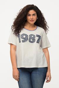 Ulla Popken Rundhalsshirt T-Shirt Jeanszahlen A-Linie Rundhals Halbarm