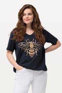 Ulla Popken Rundhalsshirt T-Shirt Cut-Out Slim Rundhals Halbarm cold dyed