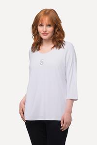 Ulla Popken Rundhalsshirt Shirt Ziersteine Classic Rundhals 3/4-Arm