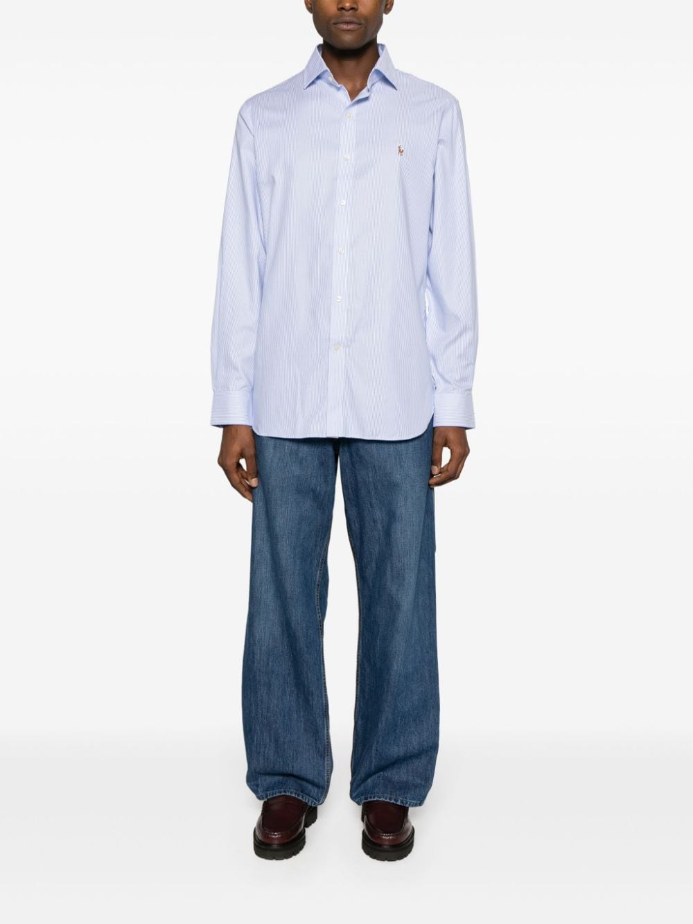 Polo Ralph Lauren Gestreept overhemd met borduurwerk - Blauw