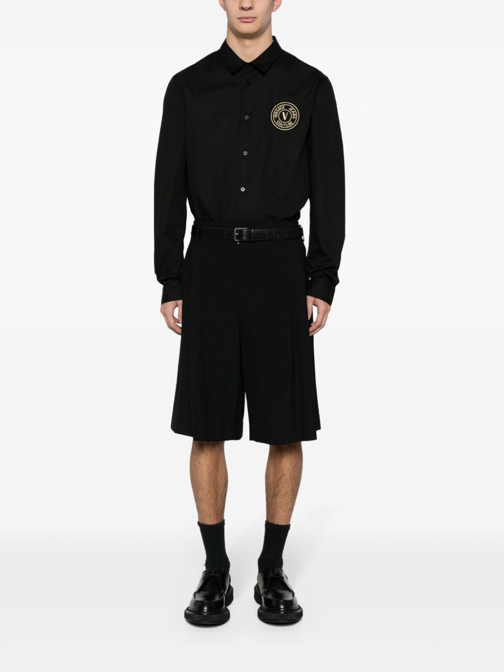 Versace Jeans Couture Overhemd met geborduurd logo - Zwart