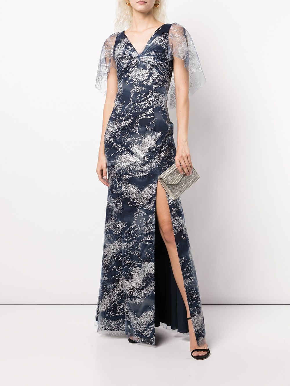 Marchesa Notte Maxi-jurk met glitter - Veelkleurig
