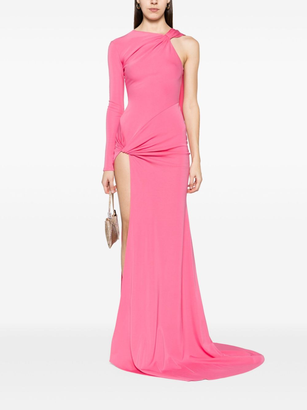 David Koma Asymmetrische maxi-jurk met geknoopt detail - Roze