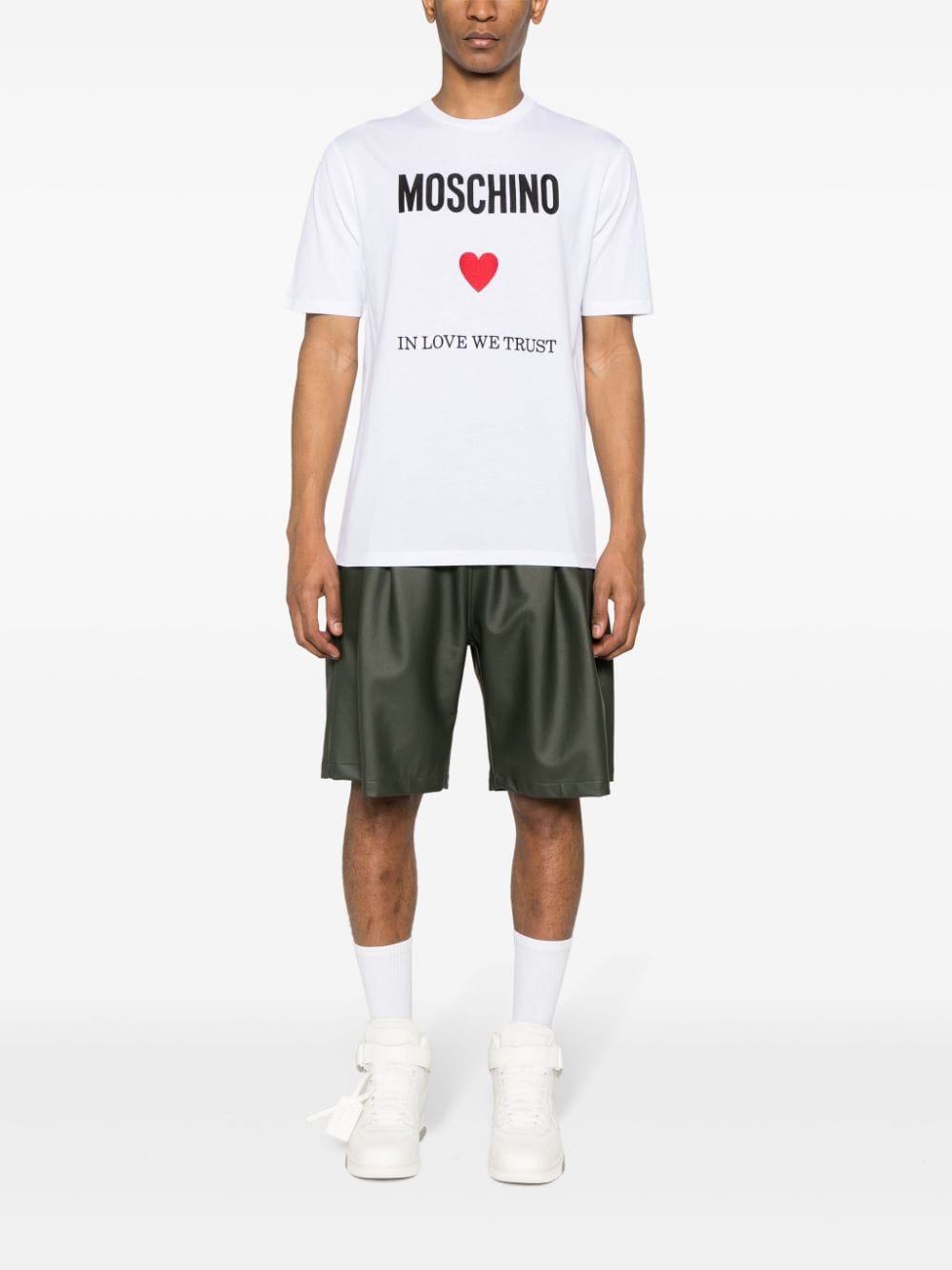 Moschino T-shirt met geborduurd logo - Wit