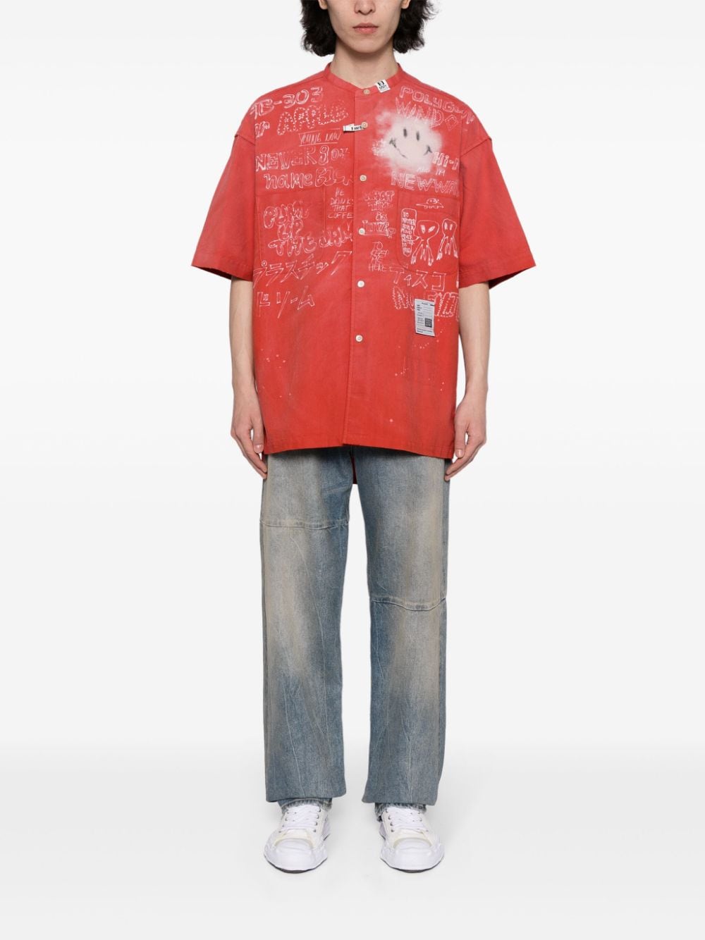 Maison Mihara Yasuhiro Kraagloos overhemd - Rood
