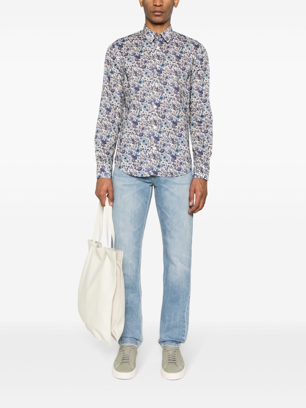 Paul Smith Overhemd met bloemenprint - Blauw