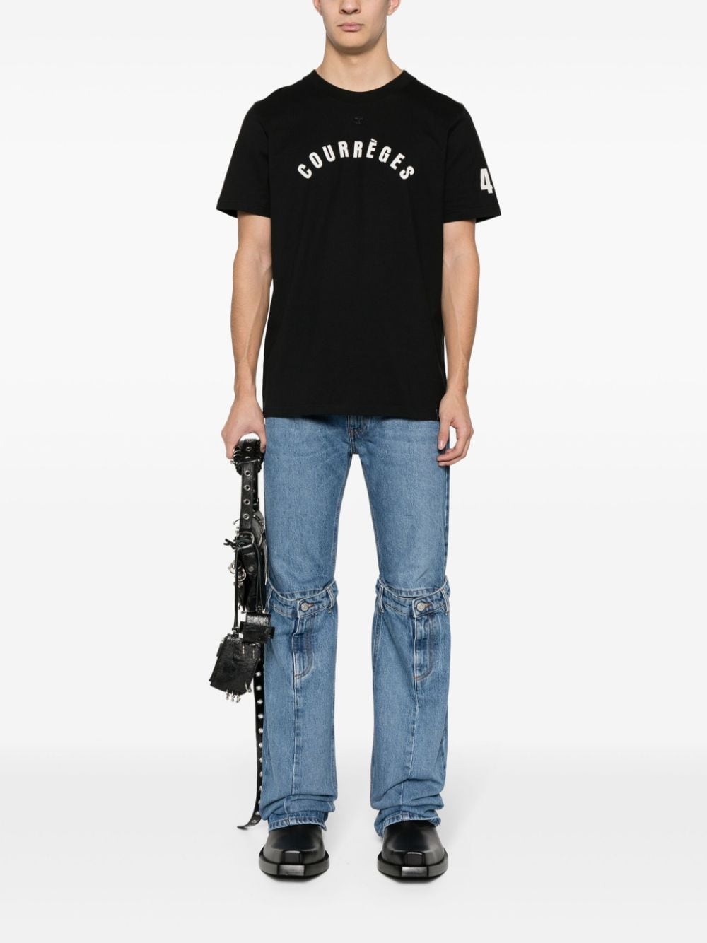 Courrèges T-shirt met logoprint - Zwart