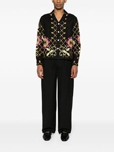 BODE Pinwheel floral-embroidered linen shirt - Zwart