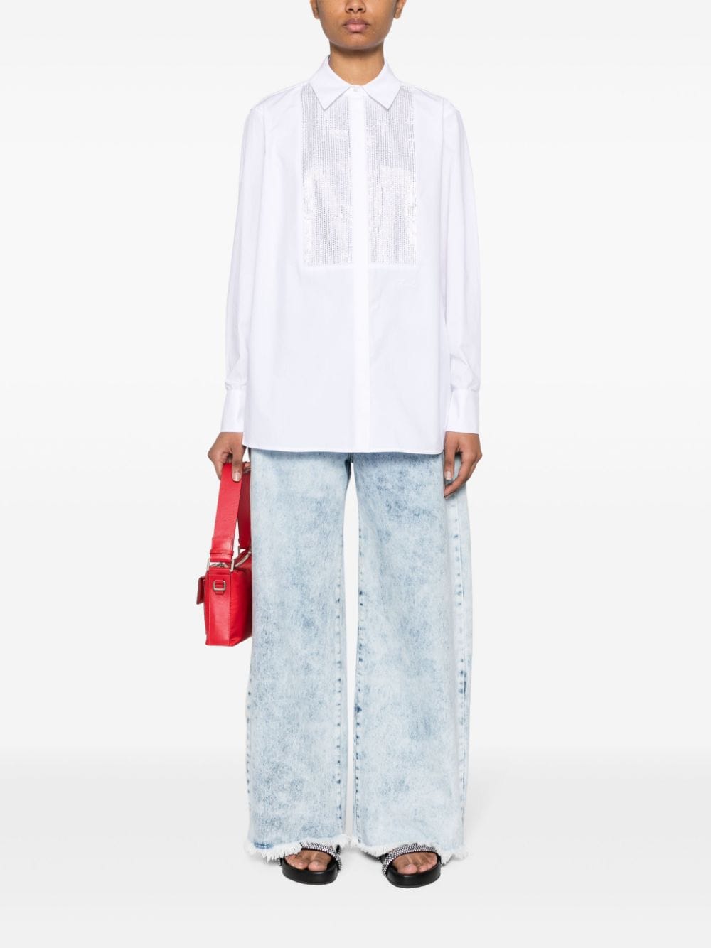 Karl Lagerfeld Overhemd verfraaid met kristal - Wit