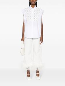 P.A.R.O.S.H. Mouwloze katoenen blouse met pailletten - Wit