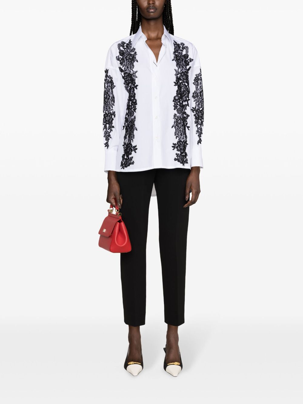 Dolce & Gabbana lace-inserts cotton shirt - Wit