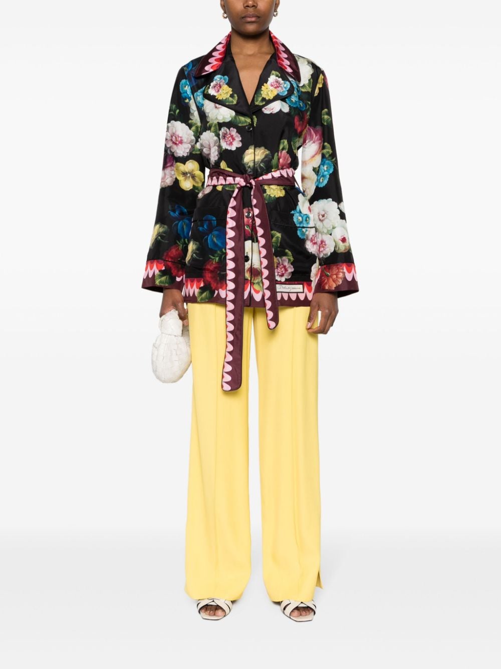 Dolce & Gabbana floral-print silk shirt - Zwart