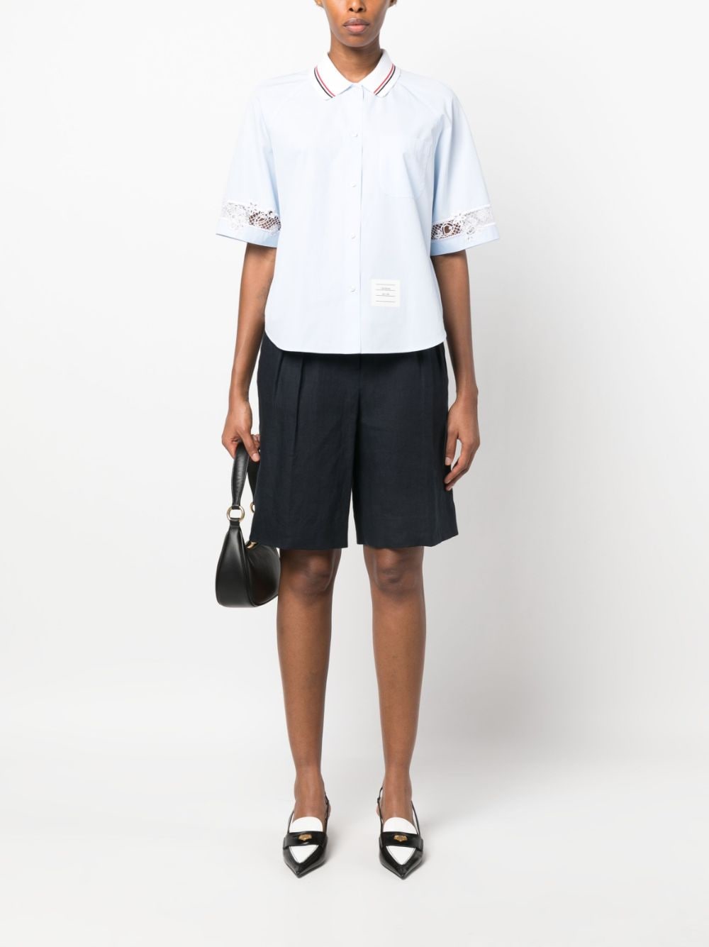 Thom Browne Blouse met broderie anglaise - Blauw