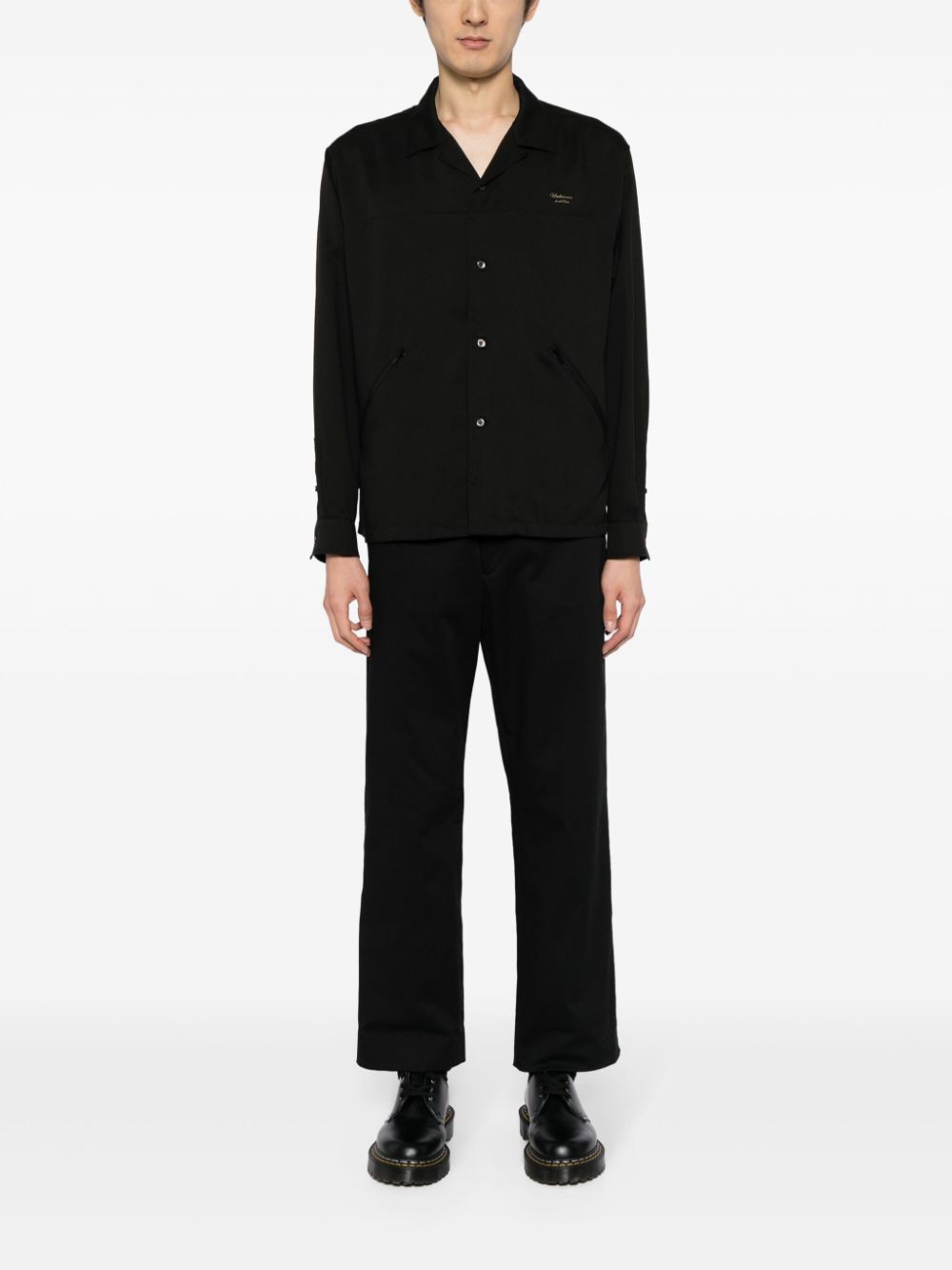 Undercover Button-up shirtjack met logopatch - Zwart