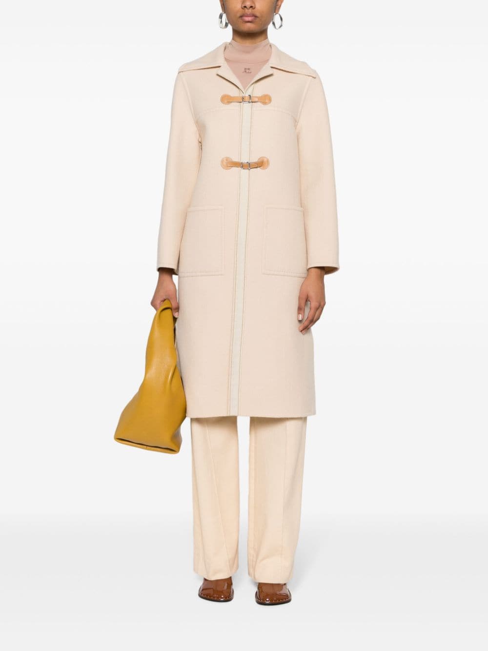 Hermès Pre-Owned 1960s jas van wolblend met gespen - Beige