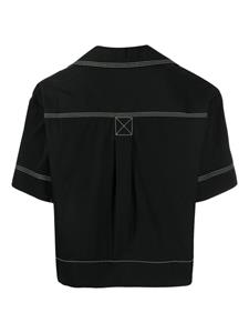 Lee Mathews contrast-stitching organic cotton shirt - Zwart