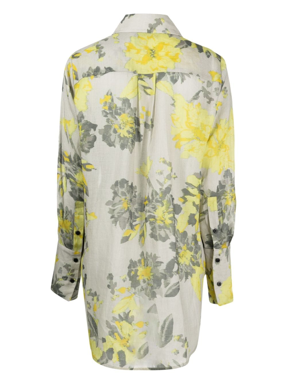 Lee Mathews floral-print point collar shirt - Grijs