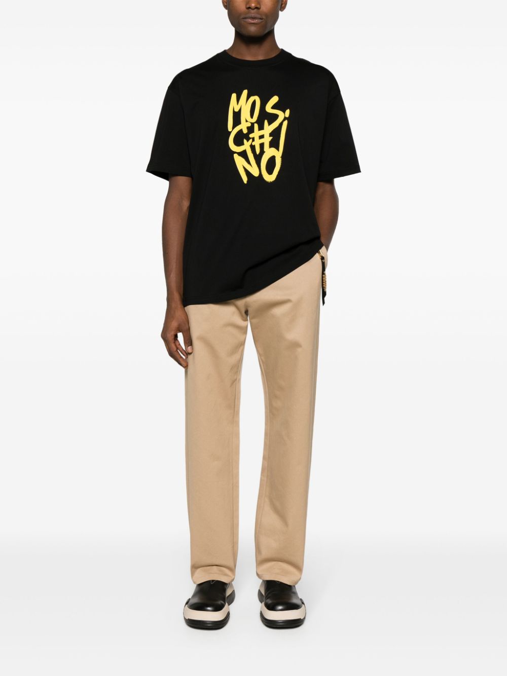 Moschino Katoenen T-shirt met logoprint en textuur - Zwart