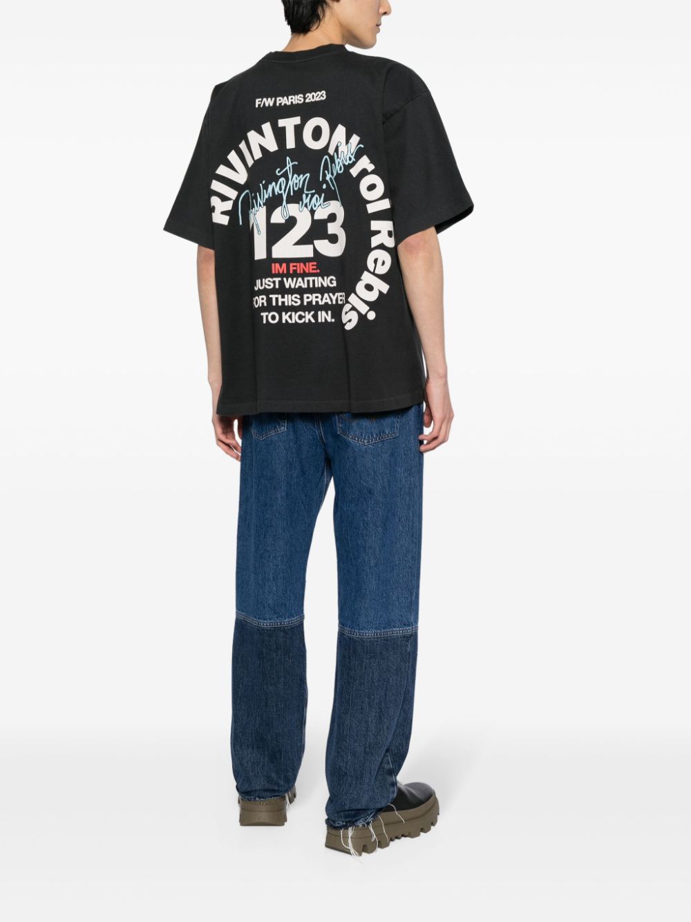 123 RIVINGTON CVA Paris katoenen T-shirt - Zwart