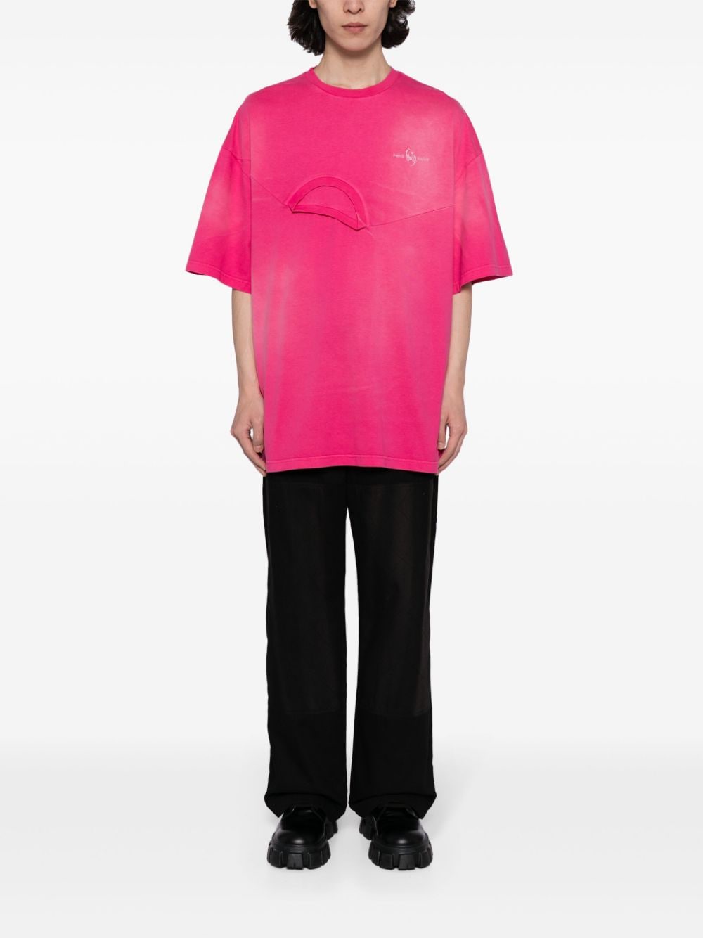 Feng Chen Wang deconstructed cotton T-shirt - Roze