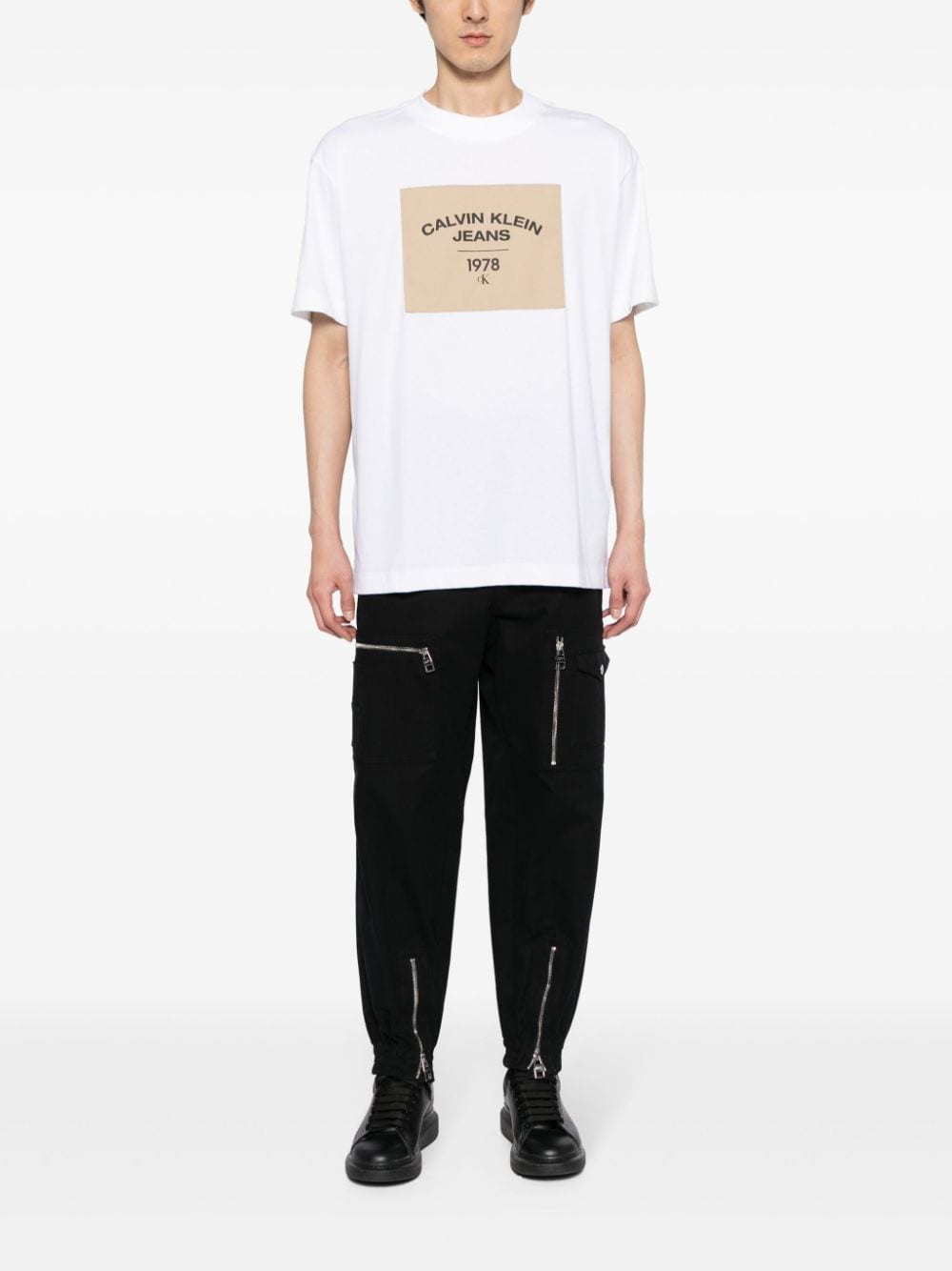 Calvin Klein Katoenen T-shirt met logopatch - Wit
