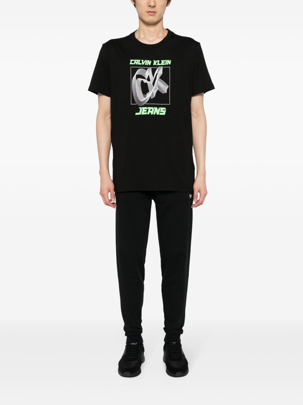 Calvin Klein Katoenen T-shirt met logoprint - Zwart