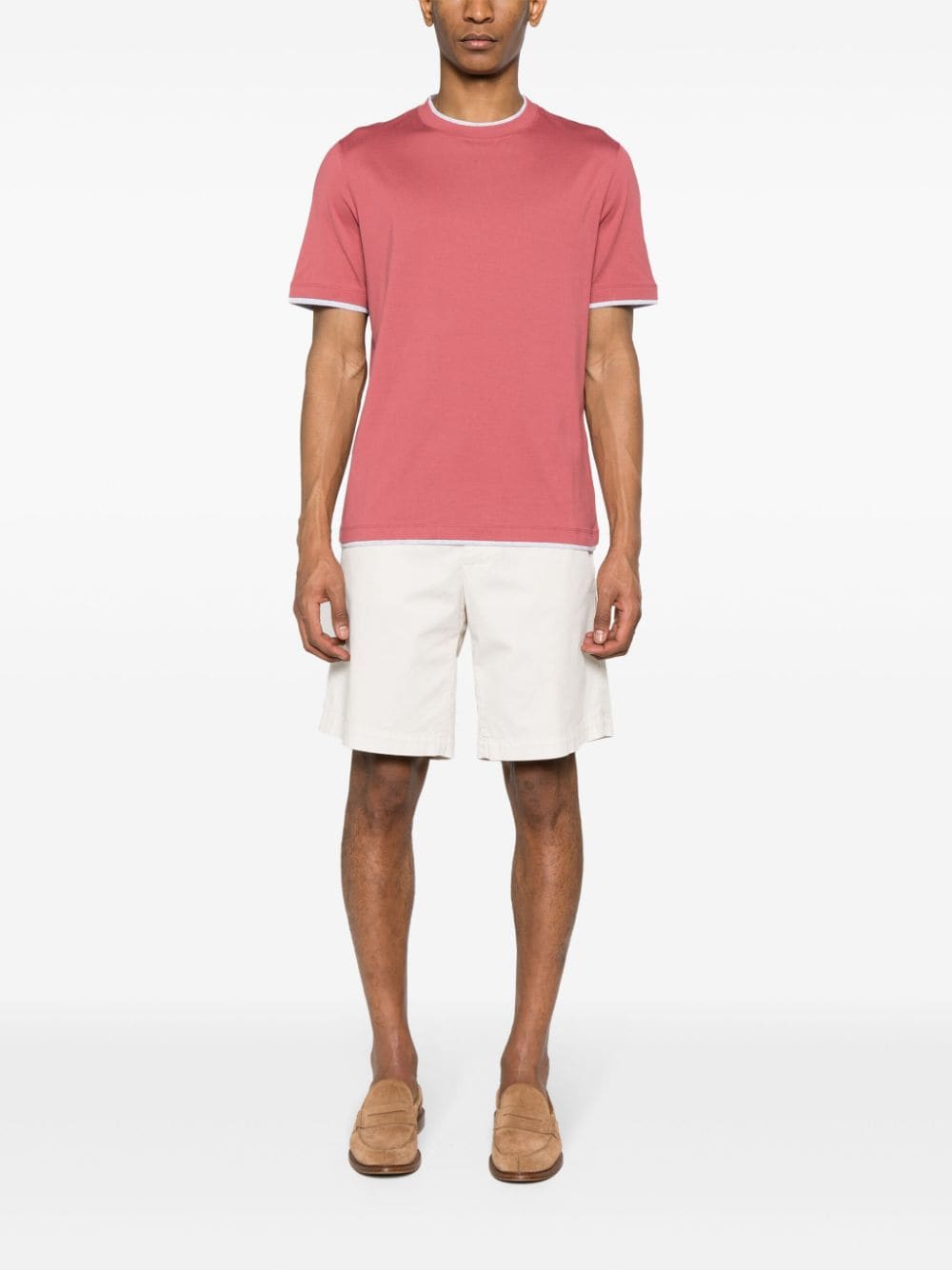 Brunello Cucinelli layered cotton T-shirt - Roze