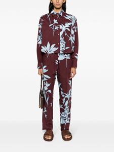 Forte Forte floral-pattern cotton straight-leg trousers - Bruin
