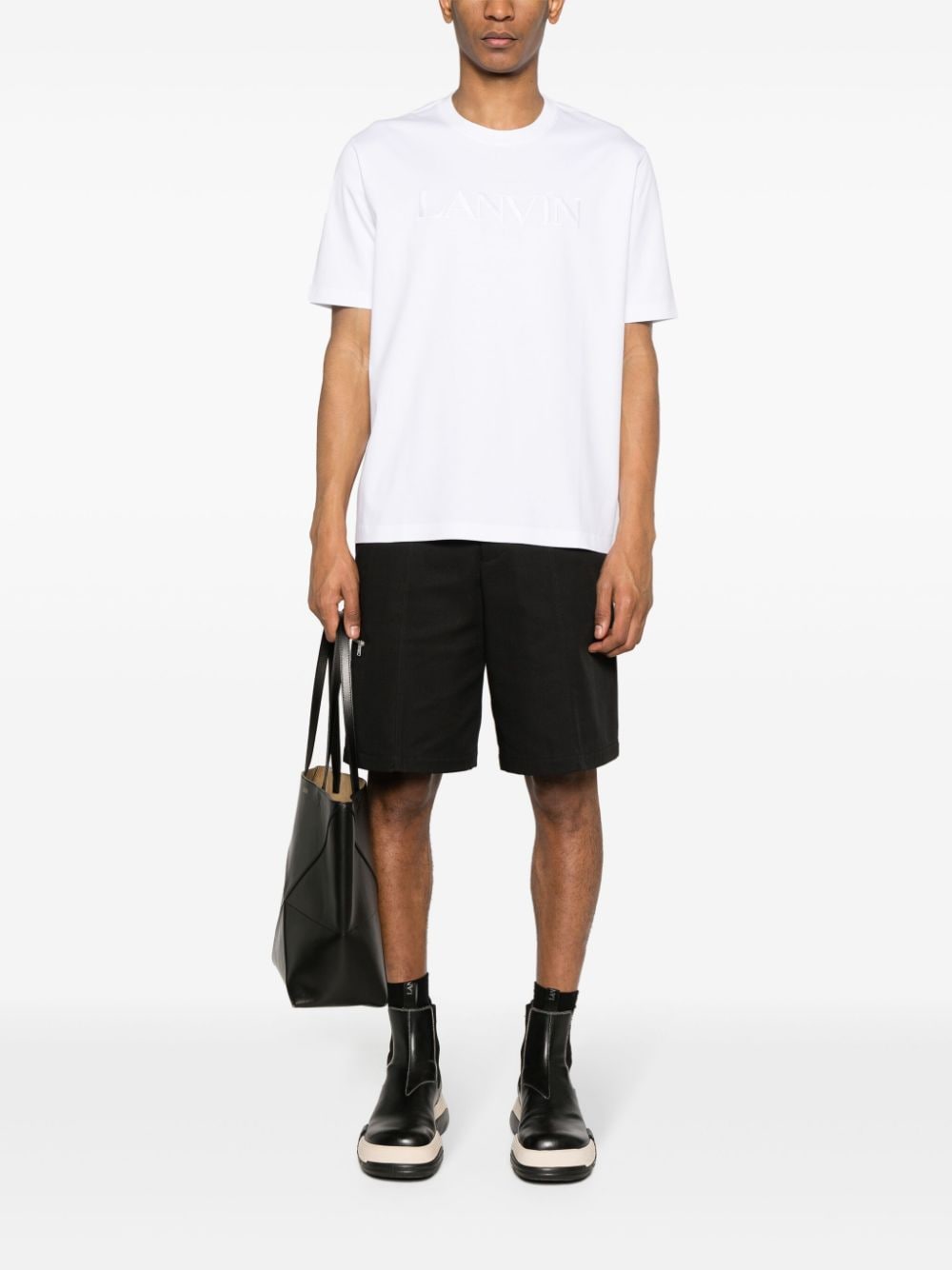 Lanvin logo-embroidered cotton T-shirt - Wit