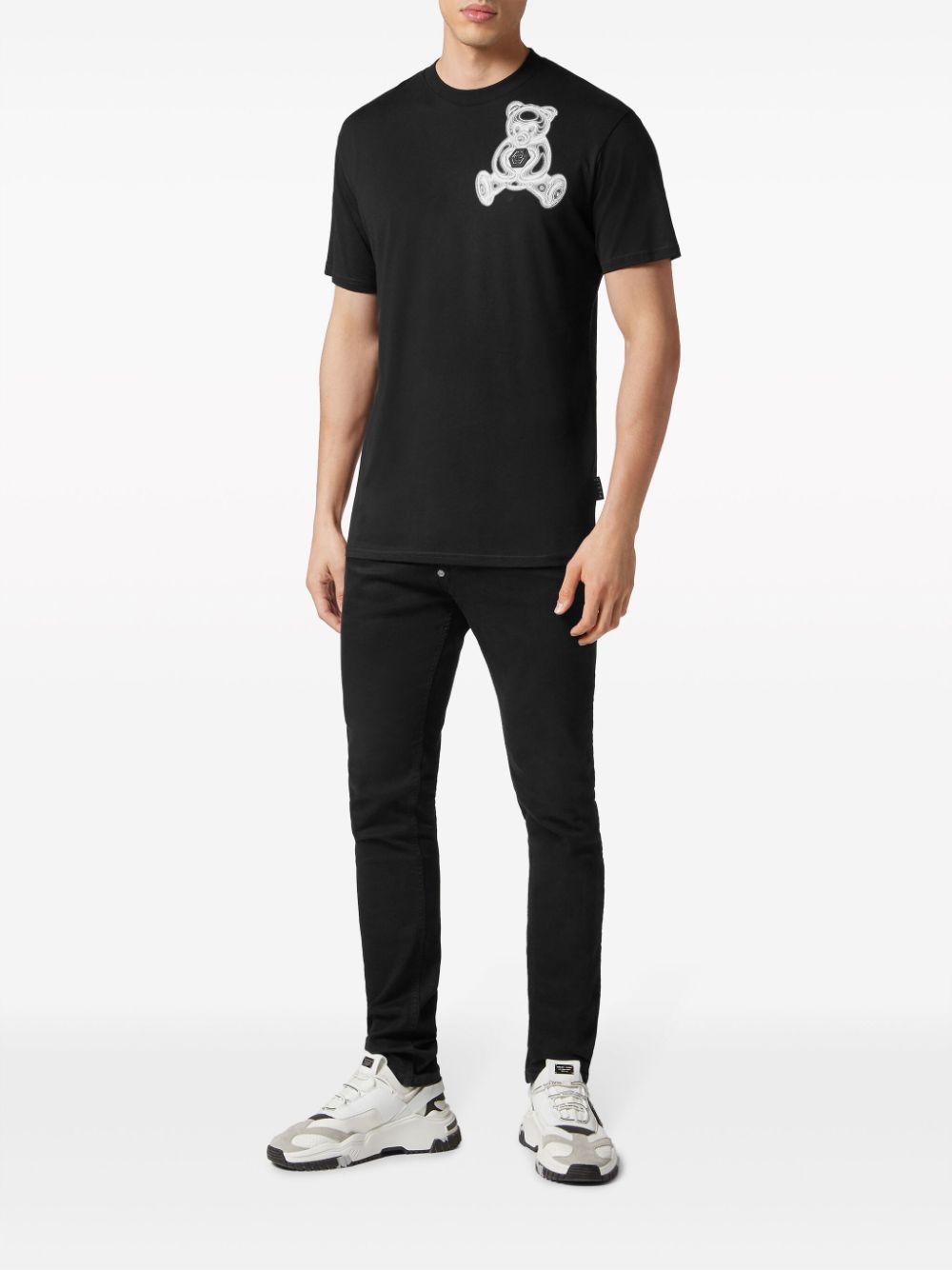 Philipp Plein Katoenen T-shirt met teddybeerprint - Zwart