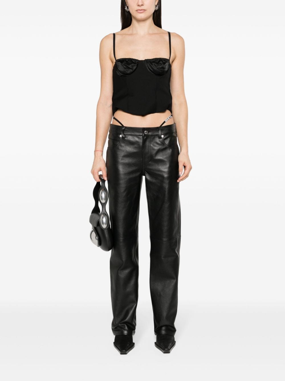 Alexander Wang low-rise leather trousers - Zwart