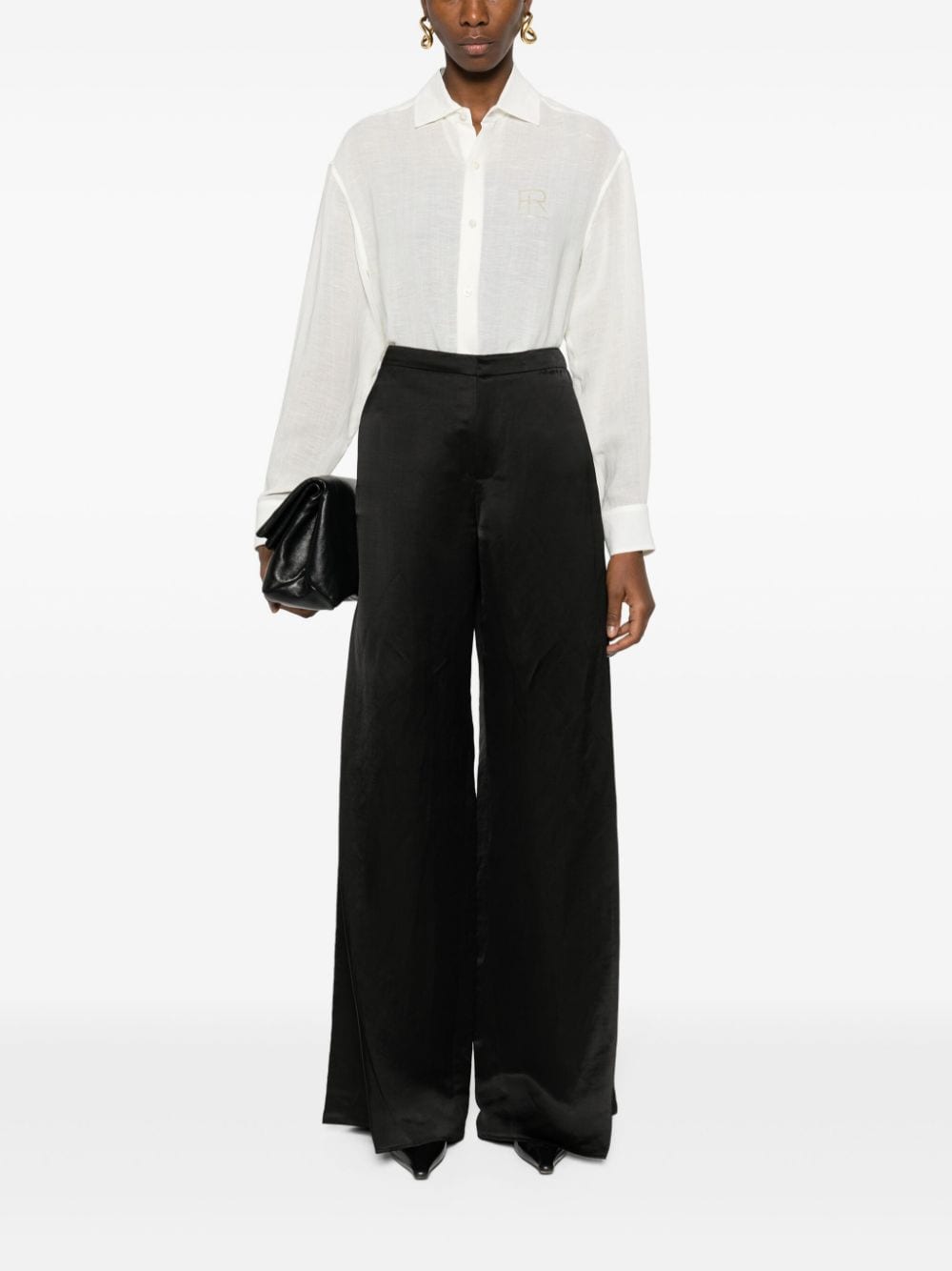 Ralph Lauren Collection satin wide-leg trousers - Zwart