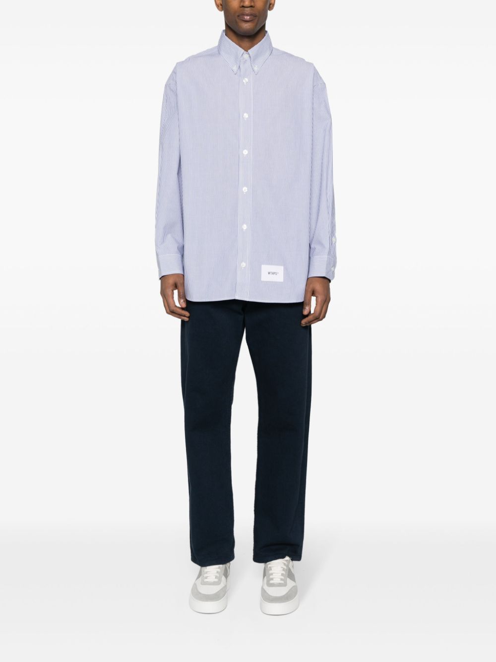 WTAPS Protect striped cotton shirt - Wit