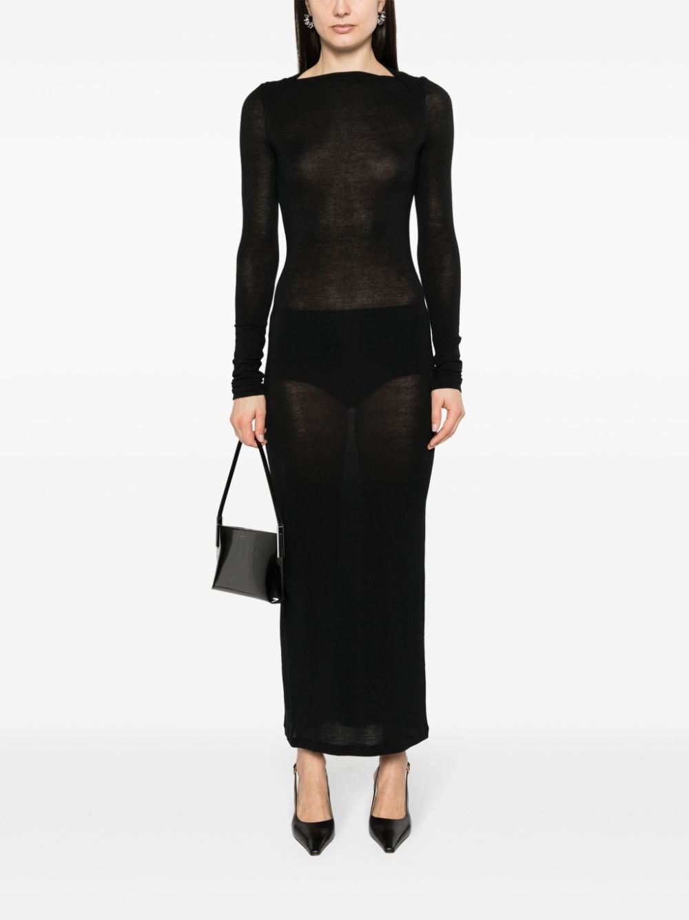 Saint Laurent Maxi-jurk met open rug - Zwart