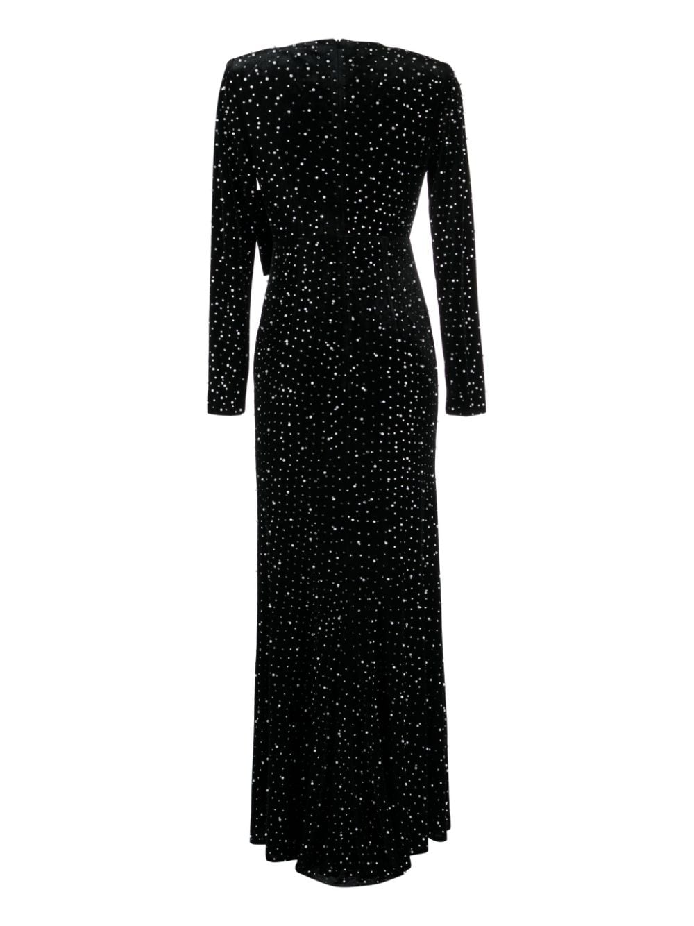 Badgley Mischka pearl-embellished velvet gown - Zwart