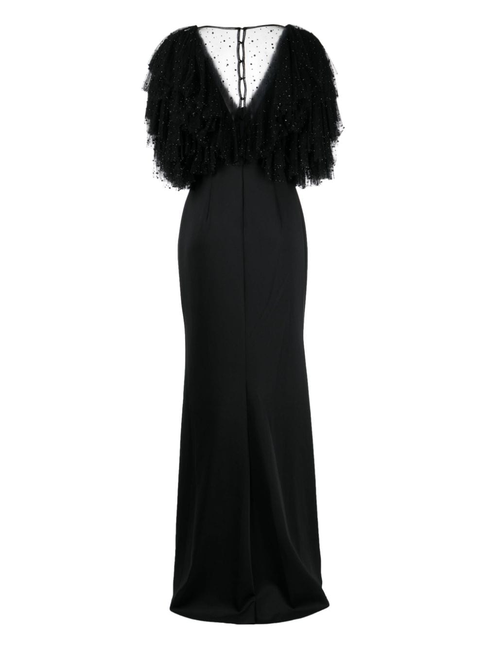 Badgley Mischka crystal-embellished tulle gown - Zwart
