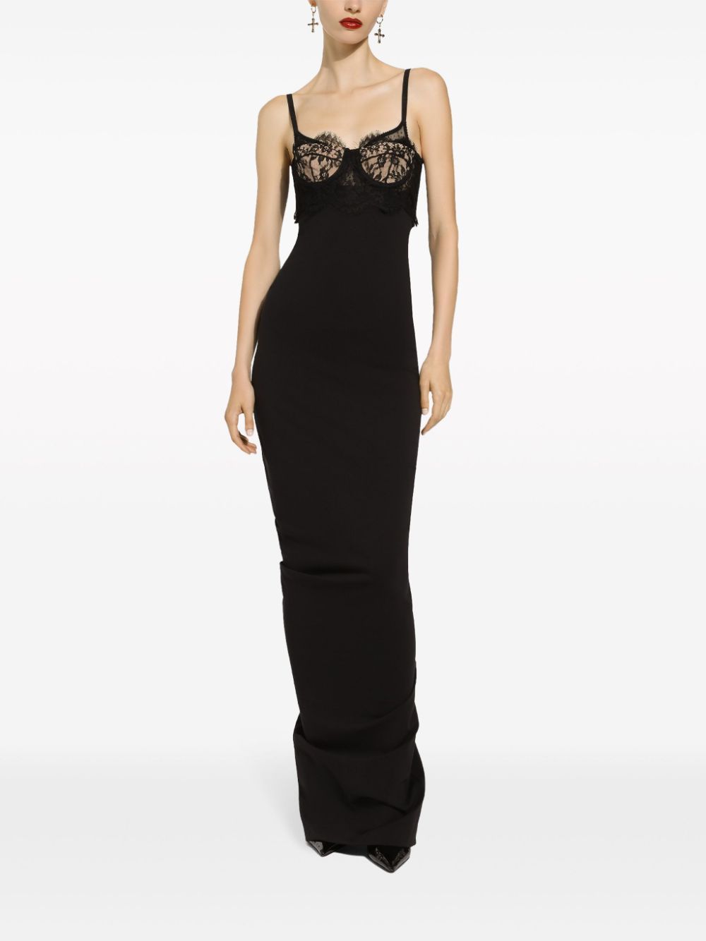 Dolce & Gabbana Strapless maxi-jurk met detail van kant - Zwart