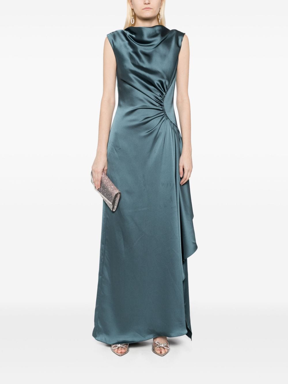 Amsale asymmetric side drape gown - Groen
