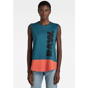 G-Star RAW T-Shirt T-Shirt Lash color block tank to mti Logo Grafikdruck vorne