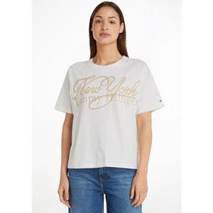 Tommy Hilfiger T-Shirt RLX NY METALLIC C-NK SS mit metalicfarbenen Print & Tommy Hilfiger Markenlabel