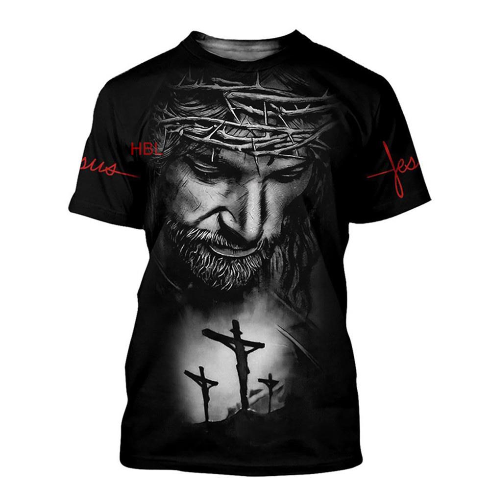 Xin nan zhuang God Religie Christus Jezus T-shirt 3D Print Mannen Harajuku Stijl Hip Hop Korte Mouw Streetwear Mode Truien
