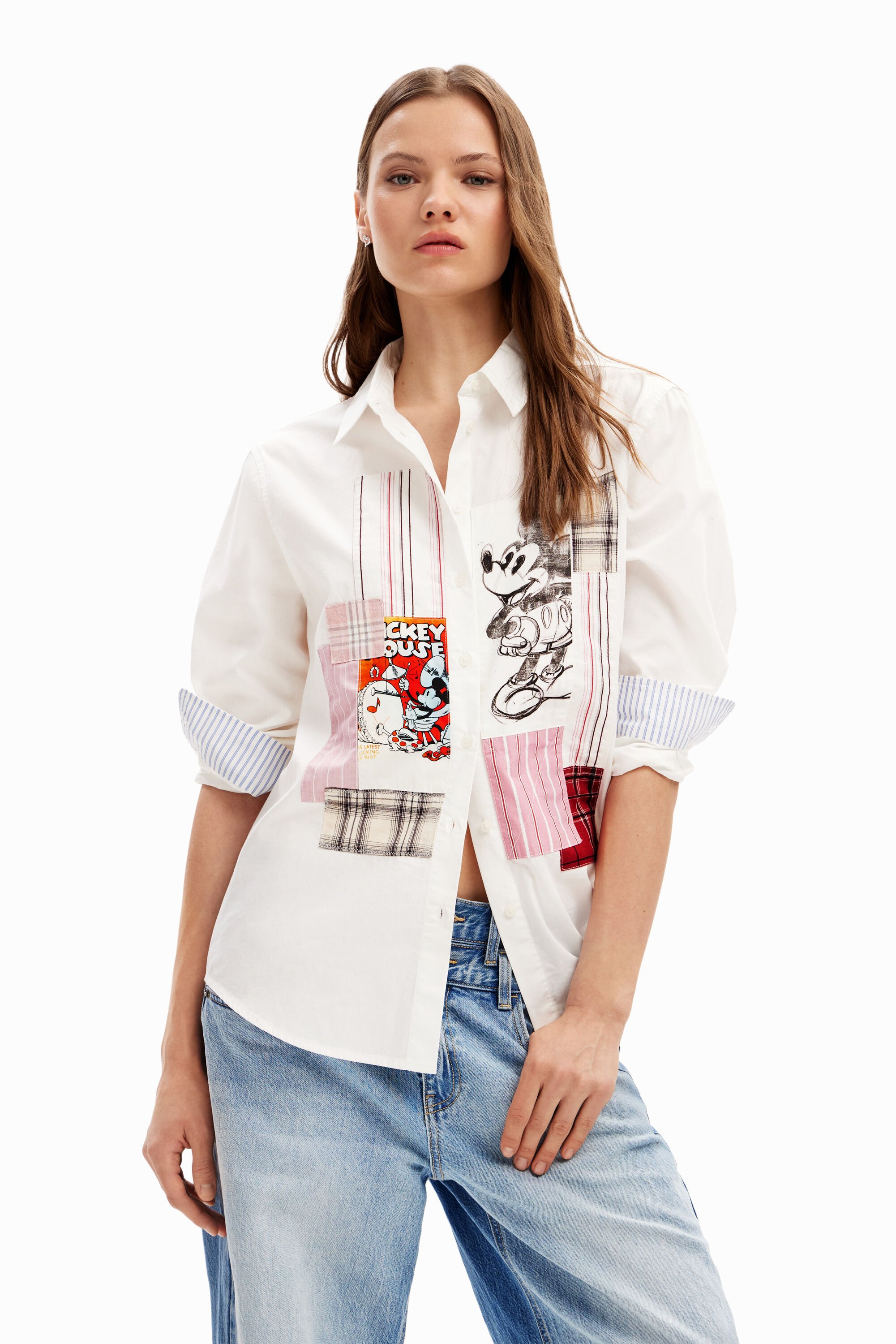 Desigual T-shirt patch Mickey Mouse - WHITE