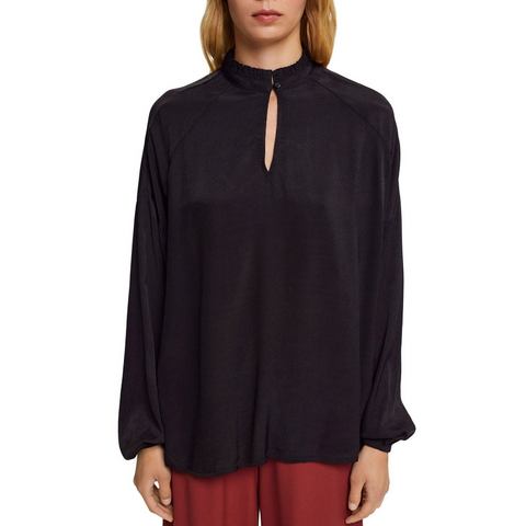 Edc by Esprit Gedessineerde blouse met gegolfde opstaande kraag