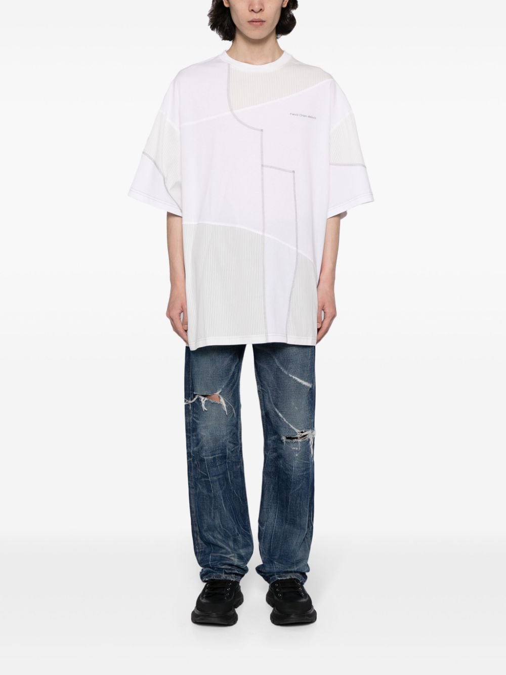 Feng Chen Wang panelled cotton T-shirt - Wit