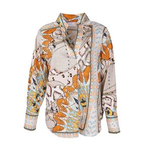 Mucho Gusto Blouse liege oranje paisley en slangenprint