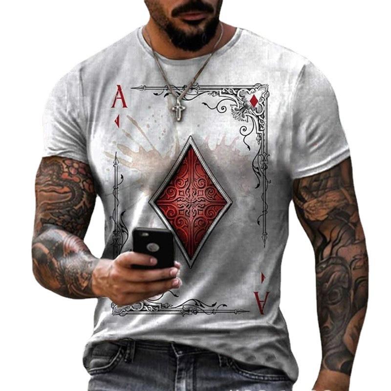 3DT-ShirtsZZ Mode Speelkaarten Rooster Vierkant Een 3D Print Heren T-shirts Casual O-hals Korte Mouw Losse Oversized T-shirt Tops Tees 6XL