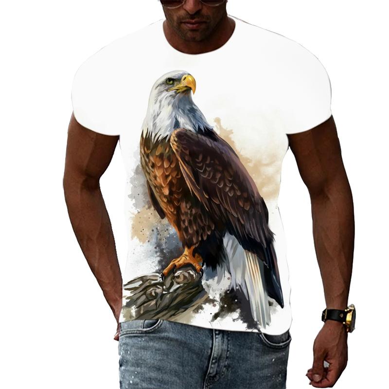 Xin nan zhuang Zomer Mannen Interessante Eagle Grafische T-shirts Persoonlijkheid Casual Dier Vogel Patroon T-shirt Mode Trend Bedrukte T-shirts Top