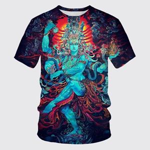 Xuhaijian02 Mode God Shiva God 3D Printing T-shirt Zomer Gepersonaliseerde Casual Tiener T-shirt met korte mouwen voor mannen en vrouwen