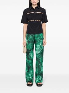 ERMANNO FIRENZE leaf-print trousers - Groen